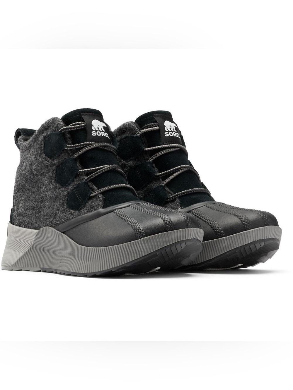 SOREL Out N About III Waterproof Duck Boots Gray Felt Black Size 9 – New